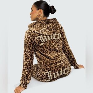 NWT JUICY COUTURE animal print small bling Velour Tracksuit Set -Ocelot